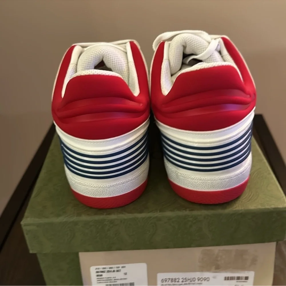 Gucci White Red and Navy Men's Low-Top Sneakers